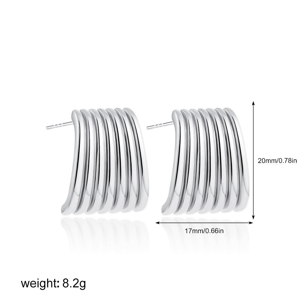 Unisex Minimalist Metal Earrings Plated With Cold Scenery Square Striped Earrings_ipsvogv.com