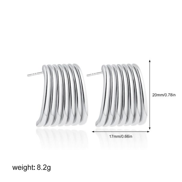 Unisex Minimalist Metal Earrings Plated With Cold Scenery Square Striped Earrings_ipsvogv.com