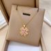 】 Pink 【 Lucky Grass Light Luxury Charm Gorgeous Full Diamond Necklace Women's Versatile Clavicle Chain Titanium Steel 【 】_ipsvogv.com