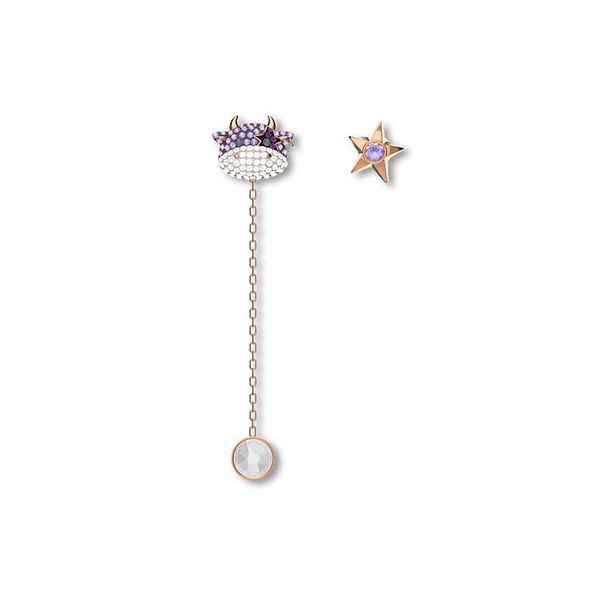 Colorful Cow Cute Zodiac Cow Earrings For Women Element Crystal Earrings_ipsvogv.com