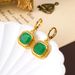 Small niche dign, simple geometric square green crystal women's ear buckl, high-end earrings, autumn and winter_ipsvogv.com