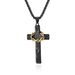 Men's Jewelry Retro Titanium Steel Wreath Cross Necklace Two Color Wood Grain Stainless Steel Prayer Pendant Literary Cold Jewelry_ipsvogv.com