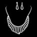 Women's Bridal Jewelry Set - Shiny Diamond Necklace & Earrings, Sterling Silver Wedding Jewelry_ipsvogv.com