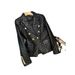 Women's Clothing Black short shoulder pads small casual suit leather jacket suit jacket female pu leather jacket female jacket _ipsvogv.com