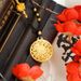 hollow Out Lucky Eight Treasure Compass Sand Gold Necklace For Women, Light Luxury And High-end Chinese Style Jewelry_ipsvogv.com