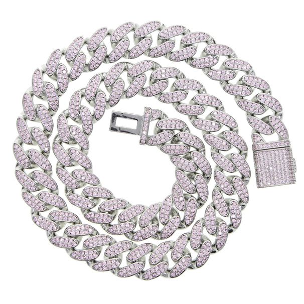 Chain Necklaces Hip Hop Full Diamond Cool Cuban Necklace Men's Full Diamond Punk Accessories Gold Chain Width 12mm_ipsvogv.com