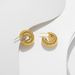 Metal earrings, hollow gold stripe earrings, hip-hop punk style circle street shot jewelry earrings_ipsvogv.com