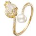 Tulip ring for women ins style new light luxury niche ring Korean retro inlaid pearl ring_ipsvogv.com