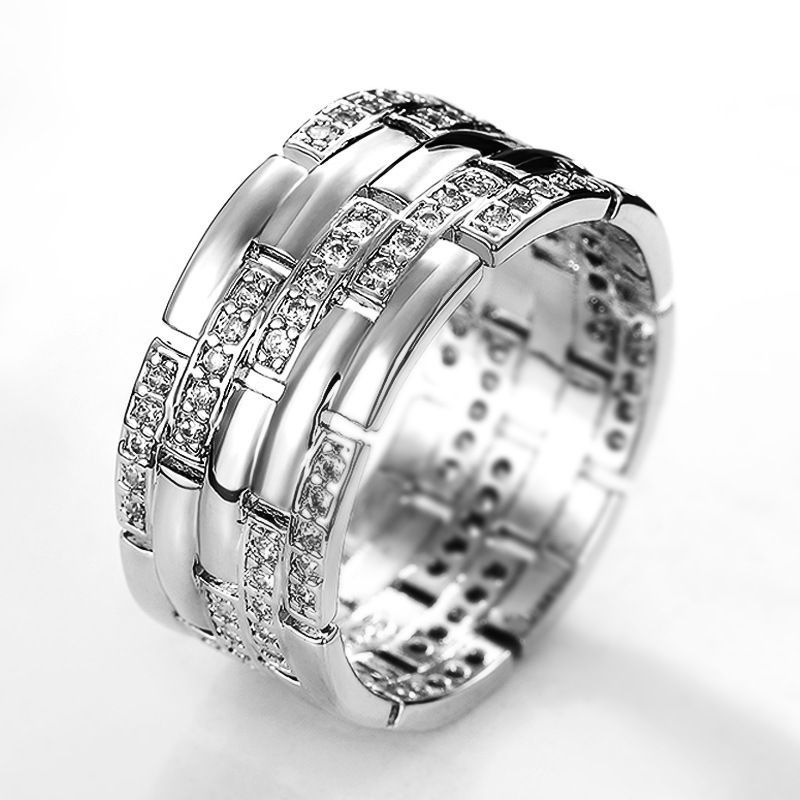 Customized New Trendy Fashion Wide Edition Men's Micro Inlaid Zircon Business Ring_ipsvogv.com