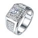 Fahionable And Elegant Square Diamond-Studded Ring, Trendy Men' With Clutered Starlight, Wedding Ring For_ipsvogv.com