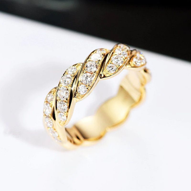 Cao Shi Zircon Fried Dough Twists Popular Cuban Hip Hop Men's High Sense Ring_ipsvogv.com