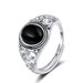 Elliptical Black Red Agate Ring, Men's And Women's Vintage Jewelry, Ethnic Style, Cuban Grid, Open-door Jewelry_ipsvogv.com
