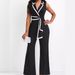 women's clothing new fashion V-neck temperament elegant sleeveless jumpsuit wide-leg pants_ipsvogv.com