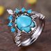 Sanjie Jewelry: High End Ethnic Style Turquoise Ring, Inlaid Fashion Pair Ring_ipsvogv.com