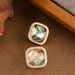 French Light Luxury Temperament With Diamond Studded Geometric Square Abalone Shell Earrings, Women's Ins Style High-end_ipsvogv.com
