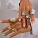 Jewelry Baroque Inlaid Pearl Geometric Irregular Alloy Ring Set_ipsvogv.com