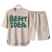 Men's Clothing 2024 Waffle Casual Summer Suit Men's Loose Teen Short sleeved T shirt Shorts Handsome Two piece Suit_ipsvogv.com