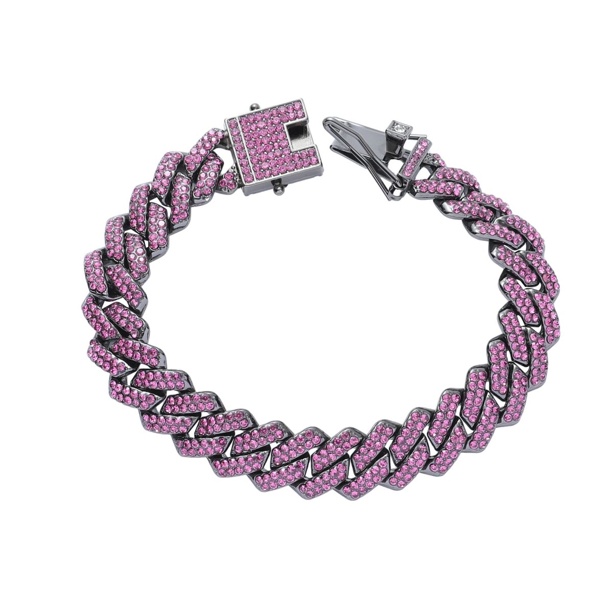 Full Diamond Cuban Chain Trendy Hip Hop Cool Bracelet_ipsvogv.com