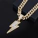 New Hip-Hop Style Purple Lightning Inlaid Diamond Cuban Chain Pendant Trendy Gold-Plated Alloy Jewelry Big Head_ipsvogv.com