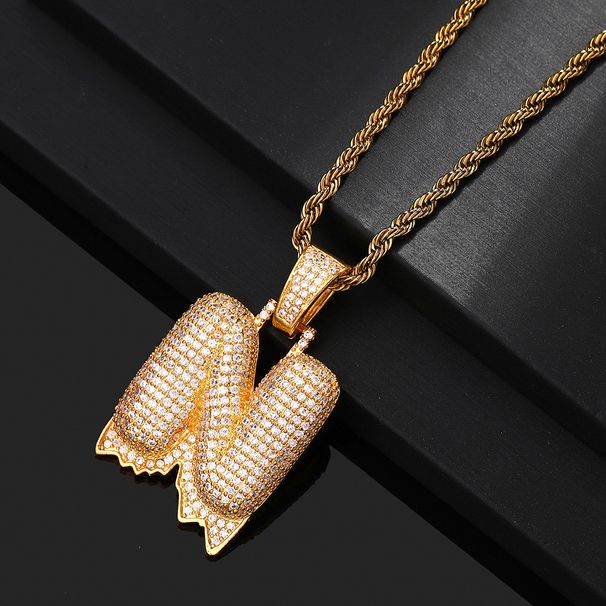 New Copper Set Zircon Full Diamond 26 Large Letter Necklace, Personalized Hip Hop Fashion Accessories For Trendy People_ipsvogv.com