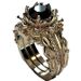 Three Piece Rose Women's Ring Set Electroplated Gold Inlaid Black Diamond Jewelry_ipsvogv.com