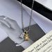 Titanium Steel Chain Micro Inlaid Zircon Bear Pendant Necklace Ins Niche Design Fashion Versatile Necklace Sweater Chain_ipsvogv.com