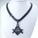 Rhinestone Pendant Necklace 9mm Width Black Mens Women Freemasonry Masonic Mason Stainless Steel_ipsvogv.com