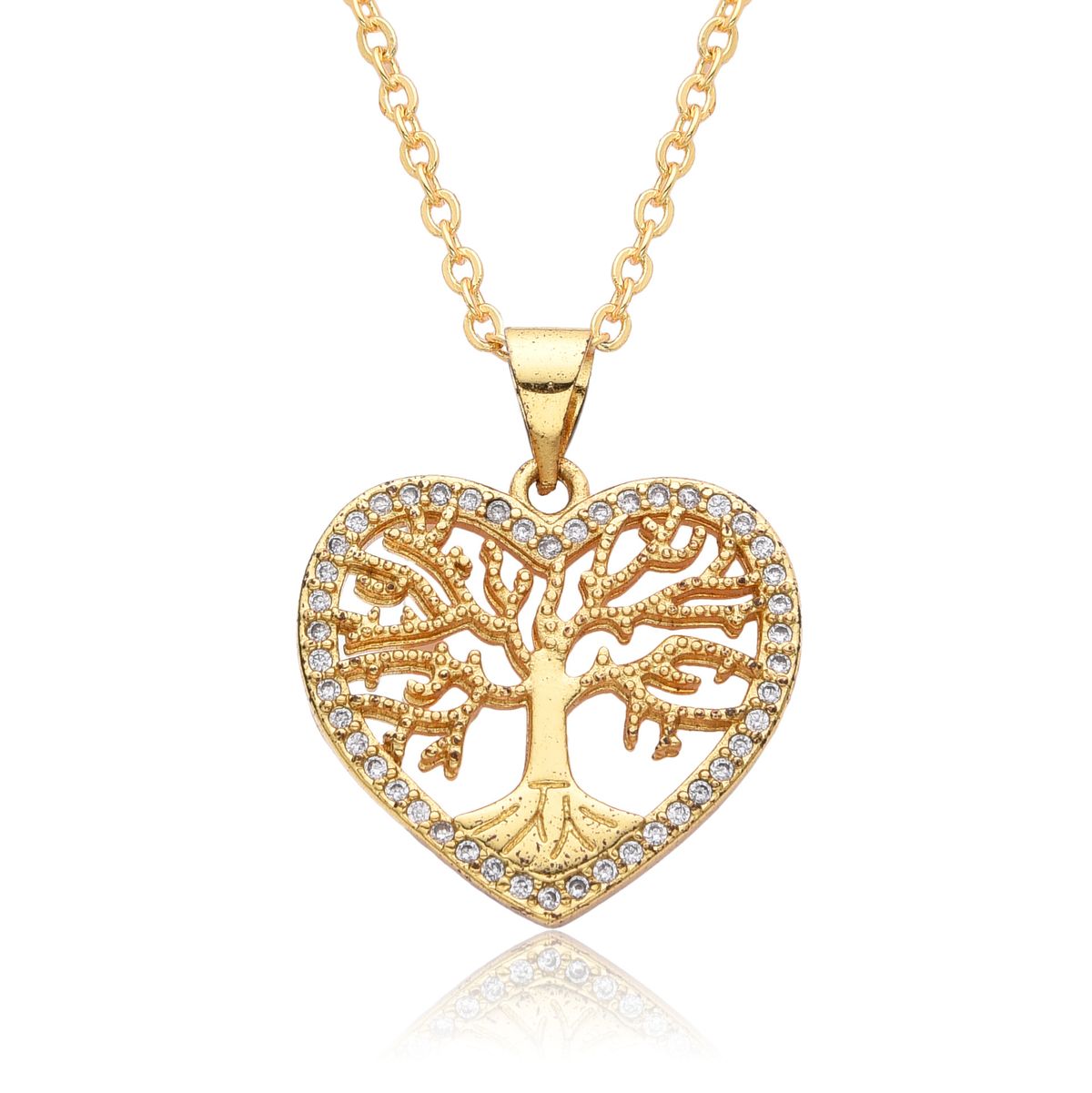 Popular Round Hollow Tree Of Life Pendant Necklace Women's Zircon Necklace Geometric Clavicle Chain_ipsvogv.com