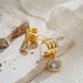 Unisex Zircon Earrings Three Layer C Shaped Earrings Fashionable Commuting All Match Geometric Water Drop Pendant Earrings_ipsvogv.com
