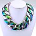 Heavy 316l Stainless Steel 32mm Solid Necklace Steel and Rainbow Dual Colors Men's Jewelry_ipsvogv.com