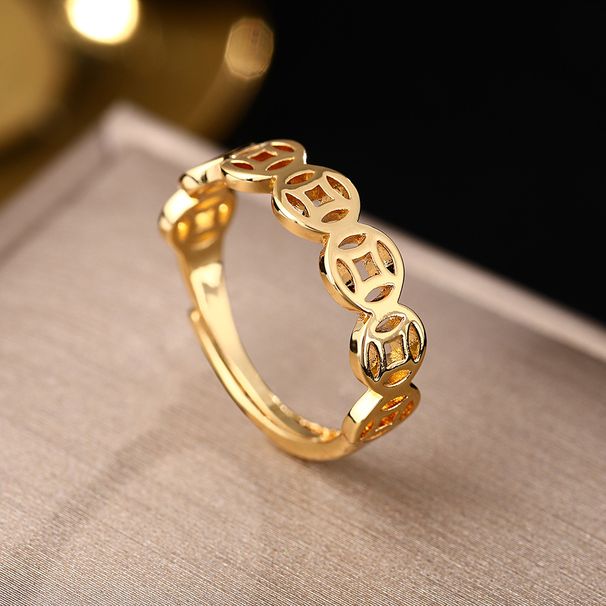 Money Coin Attract Wealth Transport Copper Coins. Open Mouth Rings For Women, Fashionable And Versatile. Hollow Out Ring_ipsvogv.com