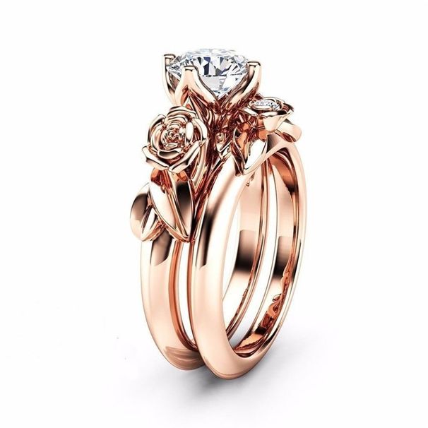 Sanjie Jewelry Pink Peach Heart Claw Set With Zircon Stone Novel Water Drop Diamond Women's Ring_ipsvogv.com