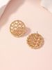 1 Pair Elegant Round Grid Zinc Alloy Ear Studs_ipsvogv.com