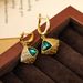 Diamond inlaid emerald with a high-end feel, light luxury, gold earrings for women's Instagram style_ipsvogv.com