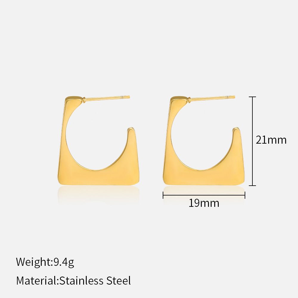 Women’s Jewelry Set Fashion Light Luxury Geometric Stainless Steel Earrings Personality Simple And High End 14K Gold Plated Titanium Steel Earrings_ipsvogv.com