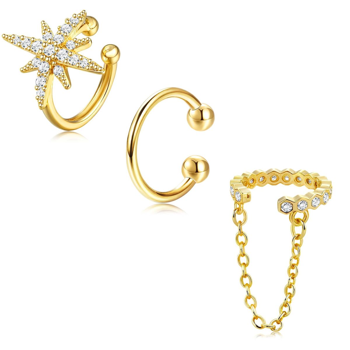 Hot Selling Ear Bone Clips For Non Pierced Ears, Niche Design, Zircon Inlaid Ear Clips, High End Personality, Sweet And Cool Ear Accessories_ipsvogv.com