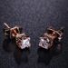 Unisex popular jewelry Korean four claw earrings micro inlaid platinum/rose gold earrings_ipsvogv.com