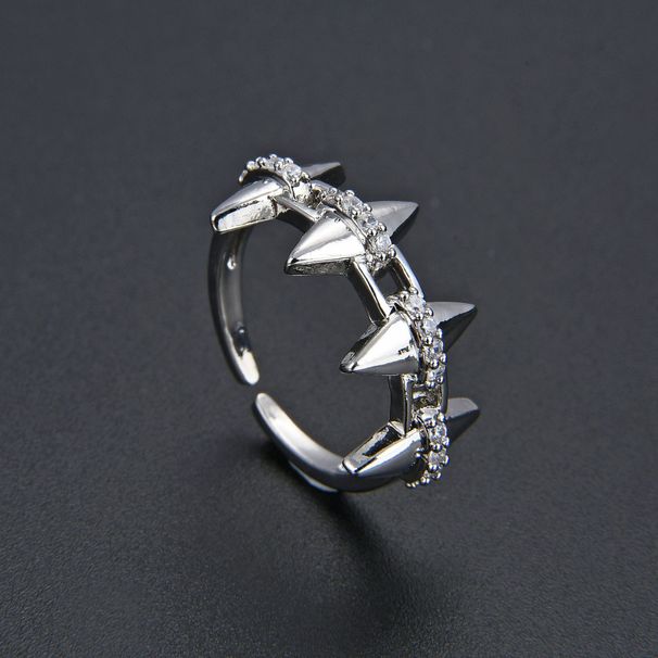 Cold Style New Retro Micro Inlaid Zircon Open Ring Punk Hip Hop Trend Men And Women Index Finger Ring_ipsvogv.com