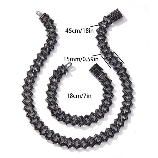 Women’s Jewelry Set Fashion Ins Hip Hop High End 15MM Zinc Alloy Full Diamond Personality Ring Street Style Rap Cuban Chain_ipsvogv.com