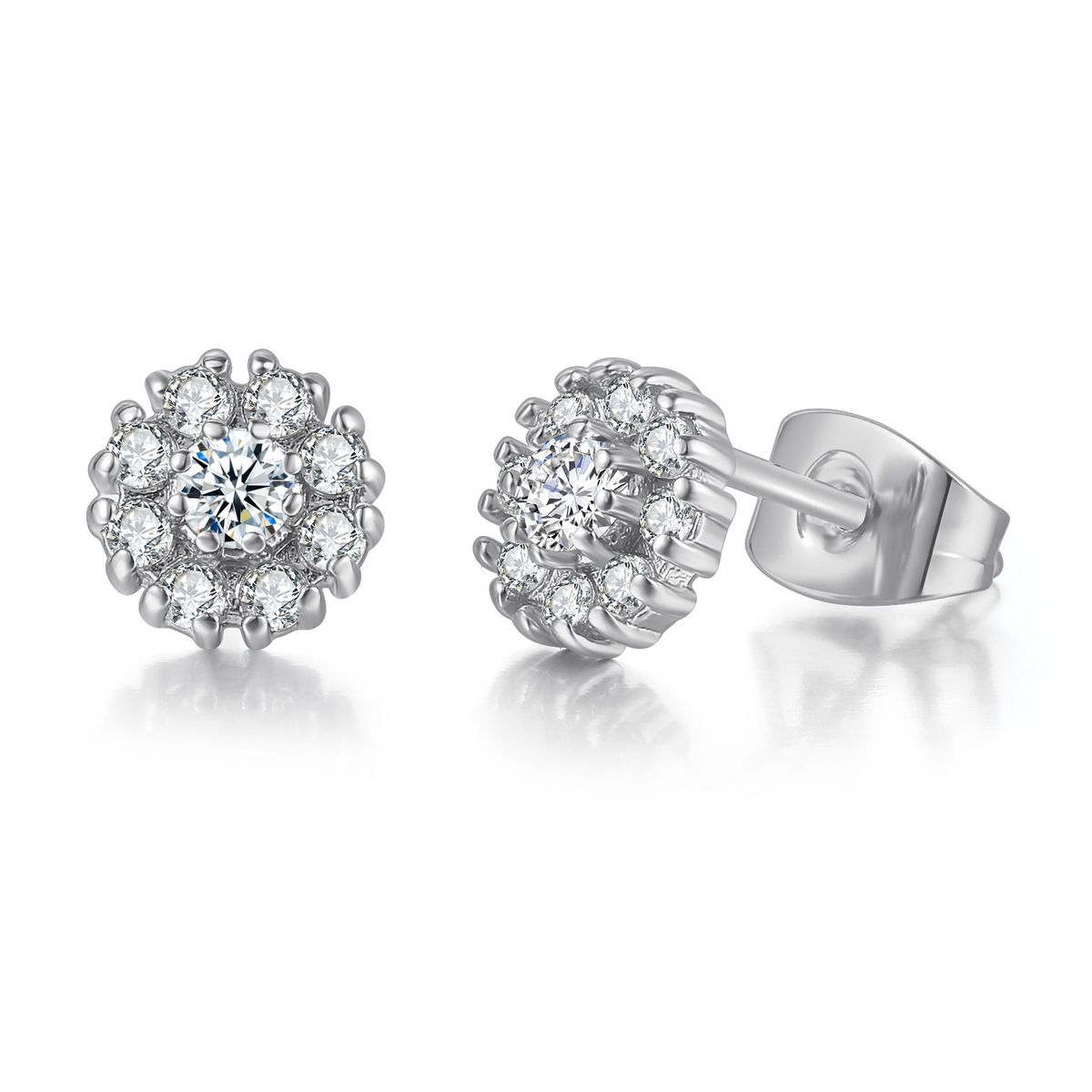 Unisex Fashion Flower Shape Earrings Inlaid with Zircon Rose Gold Plated Hot Earrings_ipsvogv.com