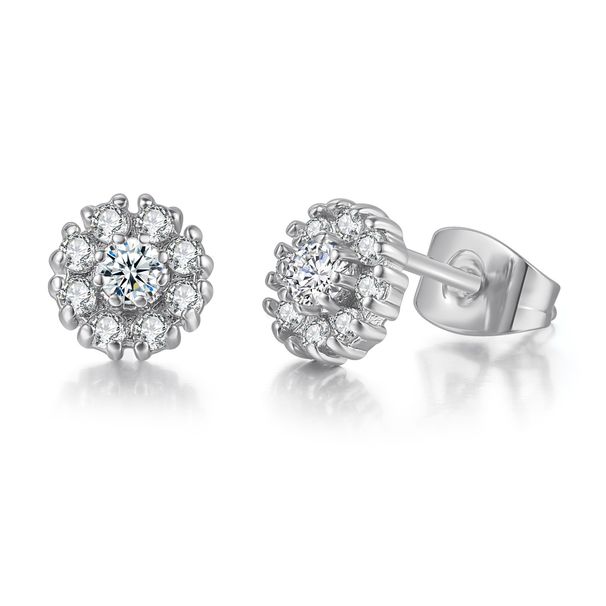 Unisex Fashion Flower Shape Earrings Inlaid with Zircon Rose Gold Plated Hot Earrings_ipsvogv.com