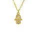 Gold Plated Blue Turkish Eye Palm Heart Diamond Drop Necklace Devil's Eye Necklace_ipsvogv.com
