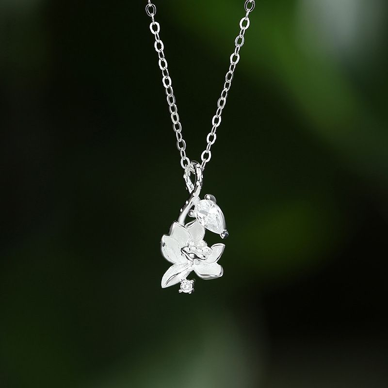 New 999 Foot Silver Lotus World Qinghuan Necklace For Women, Light Luxury, Niche Design, New Temperament, Versatile_ipsvogv.com