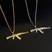 Punk Hip-hop Full Diamond Submachine Necklace Creative Personality Gun AK Pendant Jewelry For Men And Women_ipsvogv.com