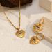 Women’s Jewelry Set Fashion Versatile Love Blue Eye Opposite Sex Pearl Stainless Steel Earrings Necklace_ipsvogv.com