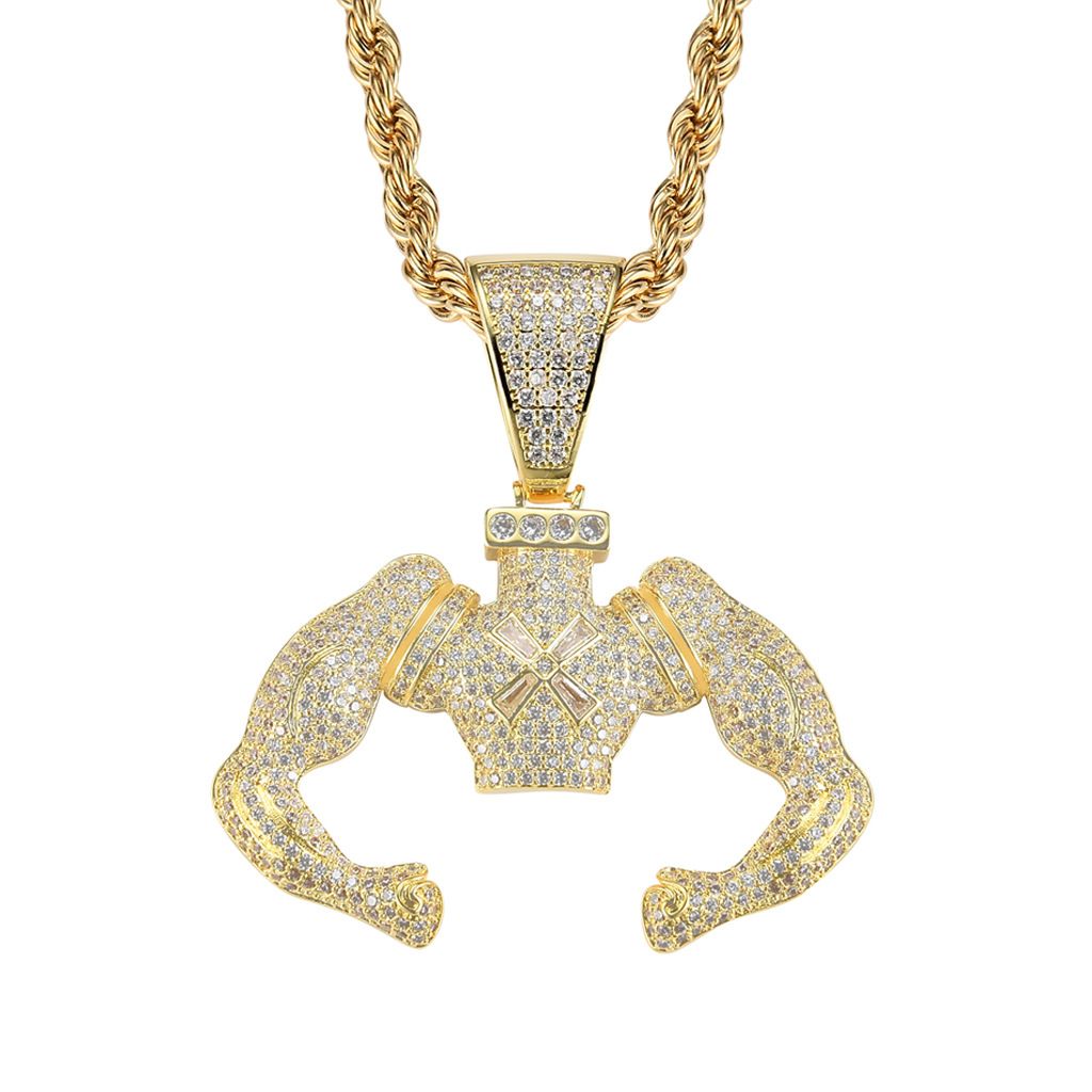 Pendants & Charms Ins Necklace Hip Hop Pendant Hercules Muscle Man Pendant Micro Studded Zircon Personality Creative Jewelry_ipsvogv.com