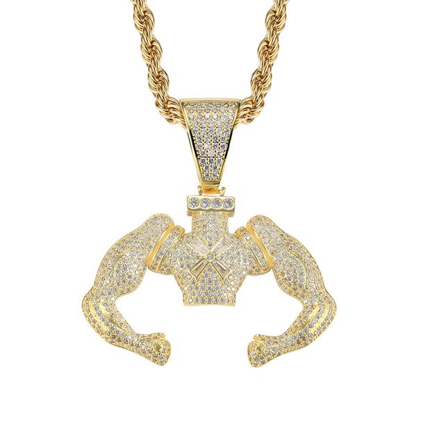 Pendants & Charms Ins Necklace Hip Hop Pendant Hercules Muscle Man Pendant Micro Studded Zircon Personality Creative Jewelry_ipsvogv.com