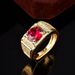 New Plated PT950 Domineering Open With Red And Gold Micro Inlaid Men's Ring_ipsvogv.com