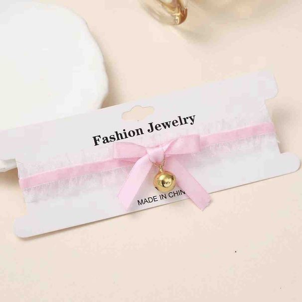 Y2K Lace Soft Girl Bow Bell Sexy Pure Desire Style Collarbone Chain Choker Lolita Cosplay Accessories_ipsvogv.com