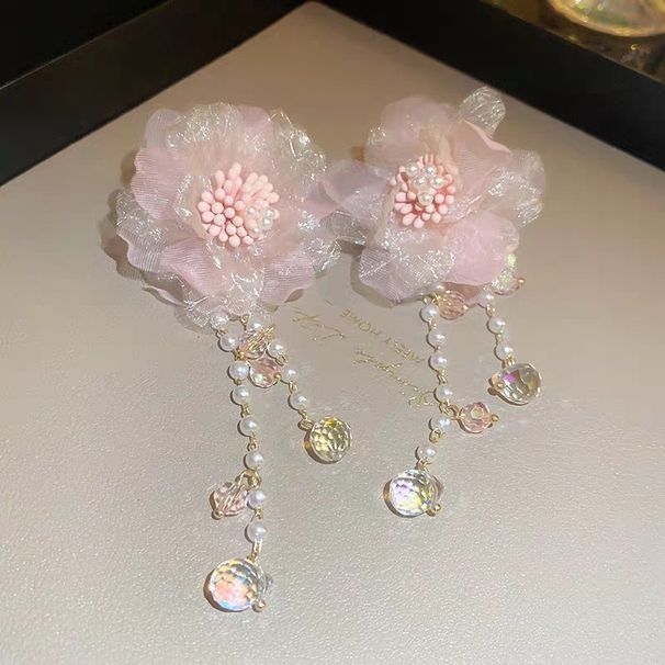 Unisex Pink Peach Blossom Flower Earrings New Color Sweet Girl Niche Design Light Luxury Temperament Earrings_ipsvogv.com